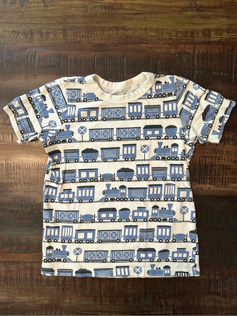 Kids Short Sleeve Train Tee in Blue